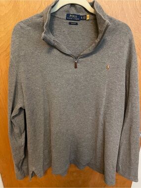 Ralph Lauren Gray Crewneck Sweater with Navy Label